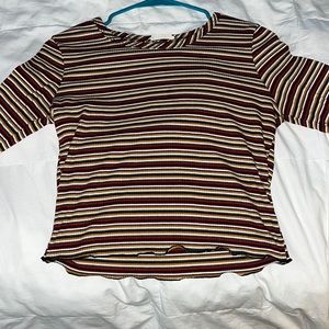 Longe Sleeve Striped Ribbed Crop (XL)